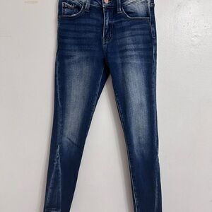 KanCan jeans Dark Blue distressed, frayed hem skinny mid-rise size 24